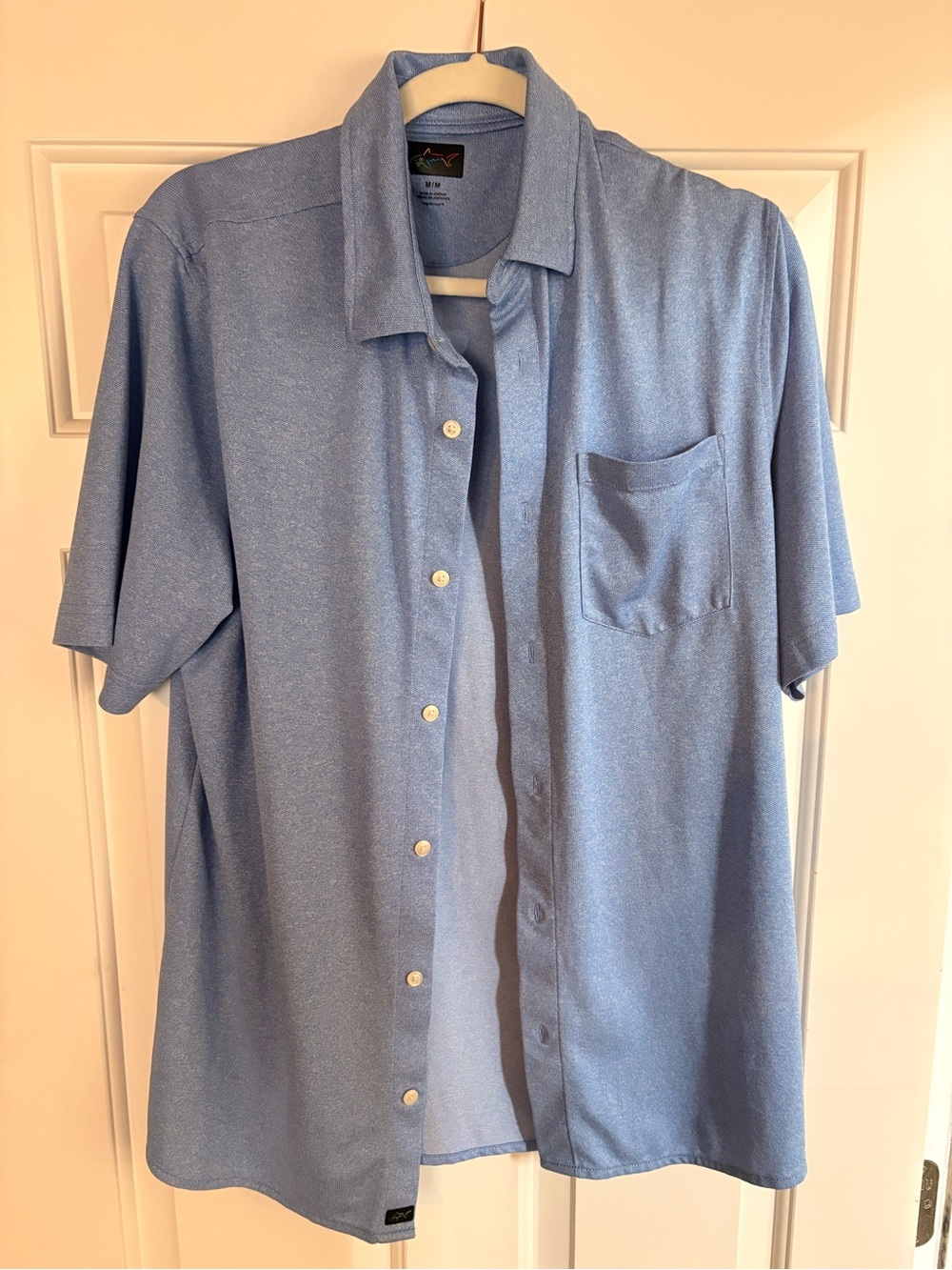 Greg Norman Light Blue Short-Sleeve Button-Down Shirt